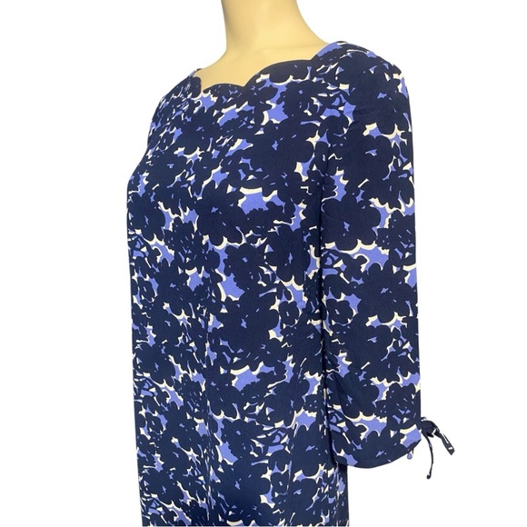 Talbots Navy and White Floral Long Sleeve Dress - Picture 5 of 11